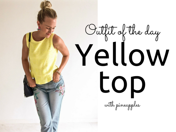 Yellow Mango top embroidered jeans ootd blog Findianlife